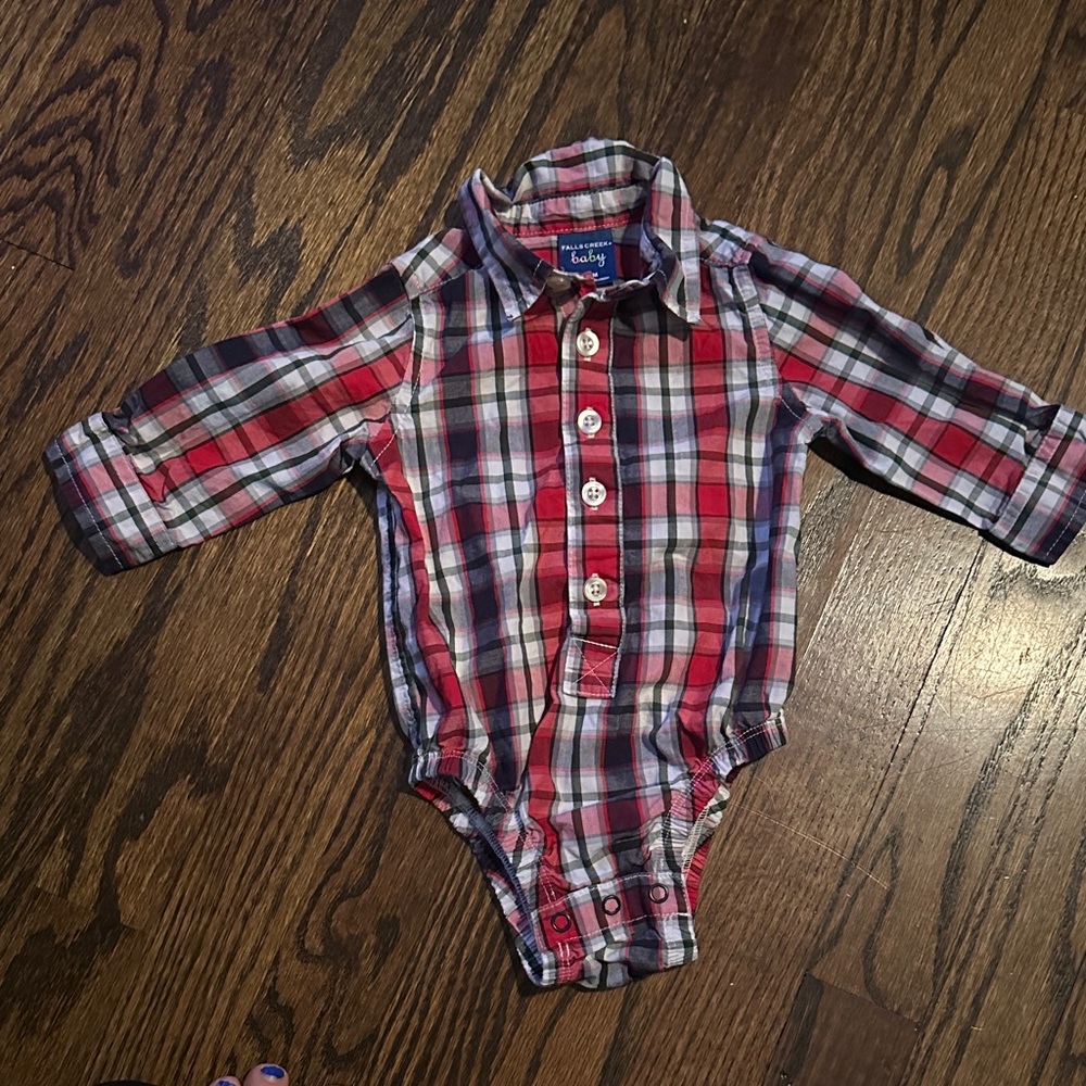 Plaid Button-Up Baby Bodysuit